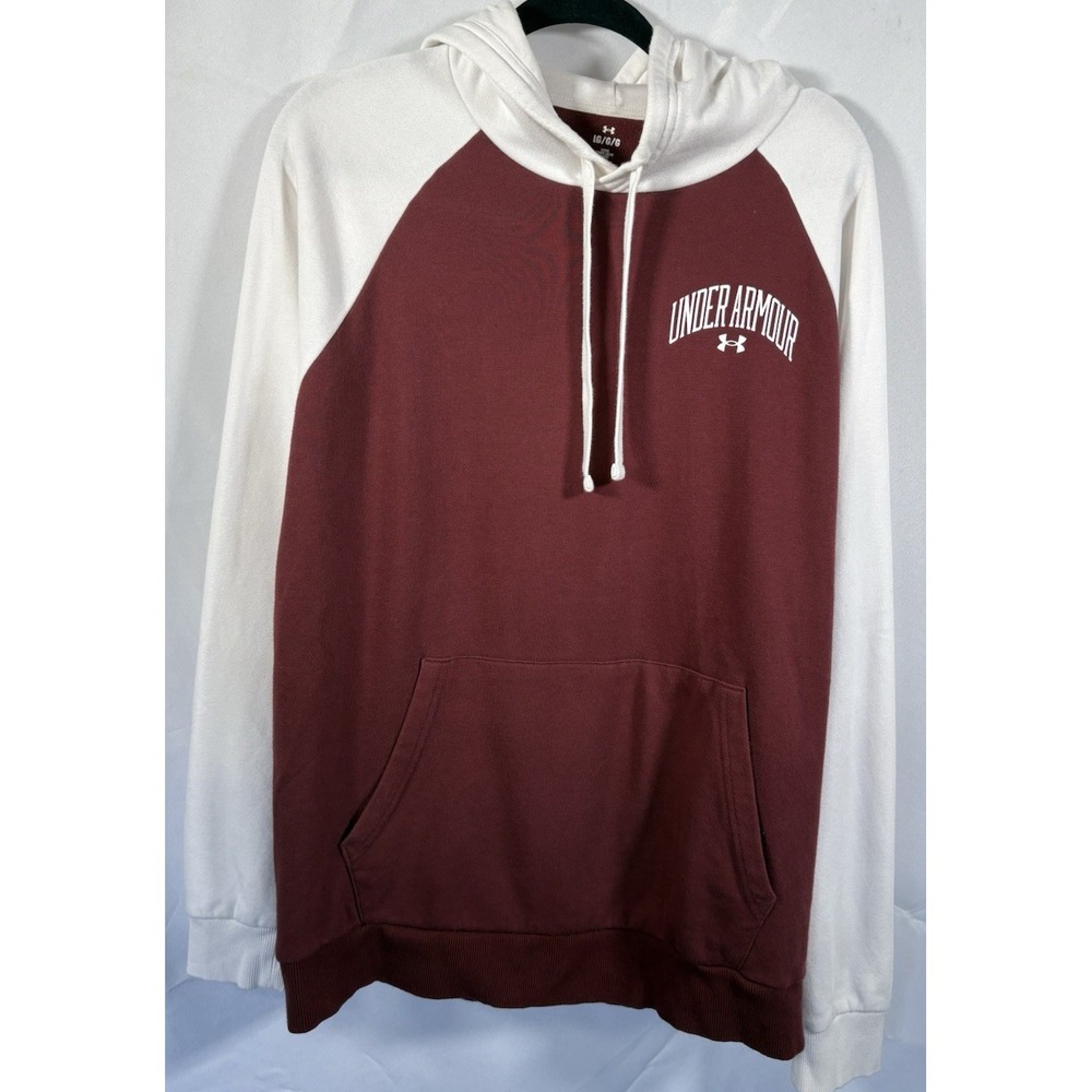 Under Armour Hoodie sweatshirt size‎ L Drawstring Pullover Maroon White